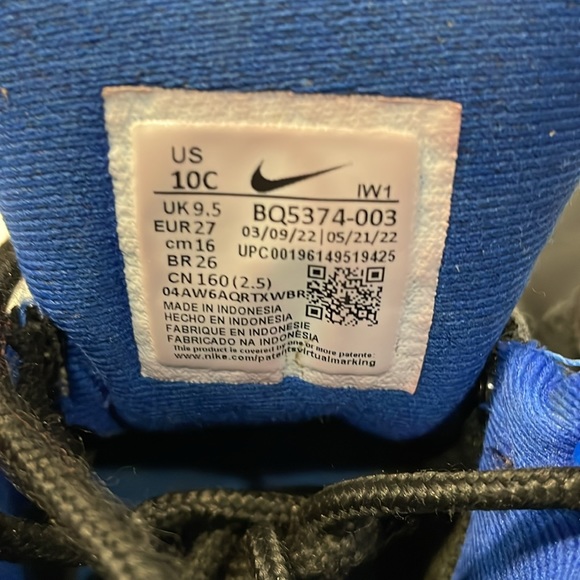 Nike Manoa Black Blue Leather Traction High Top Sneaker Boots Kids Youth 10C - Picture 5 of 8